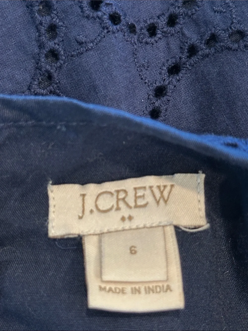J.Crew Navy Eyelet Flutter Sleeve Shift Dress